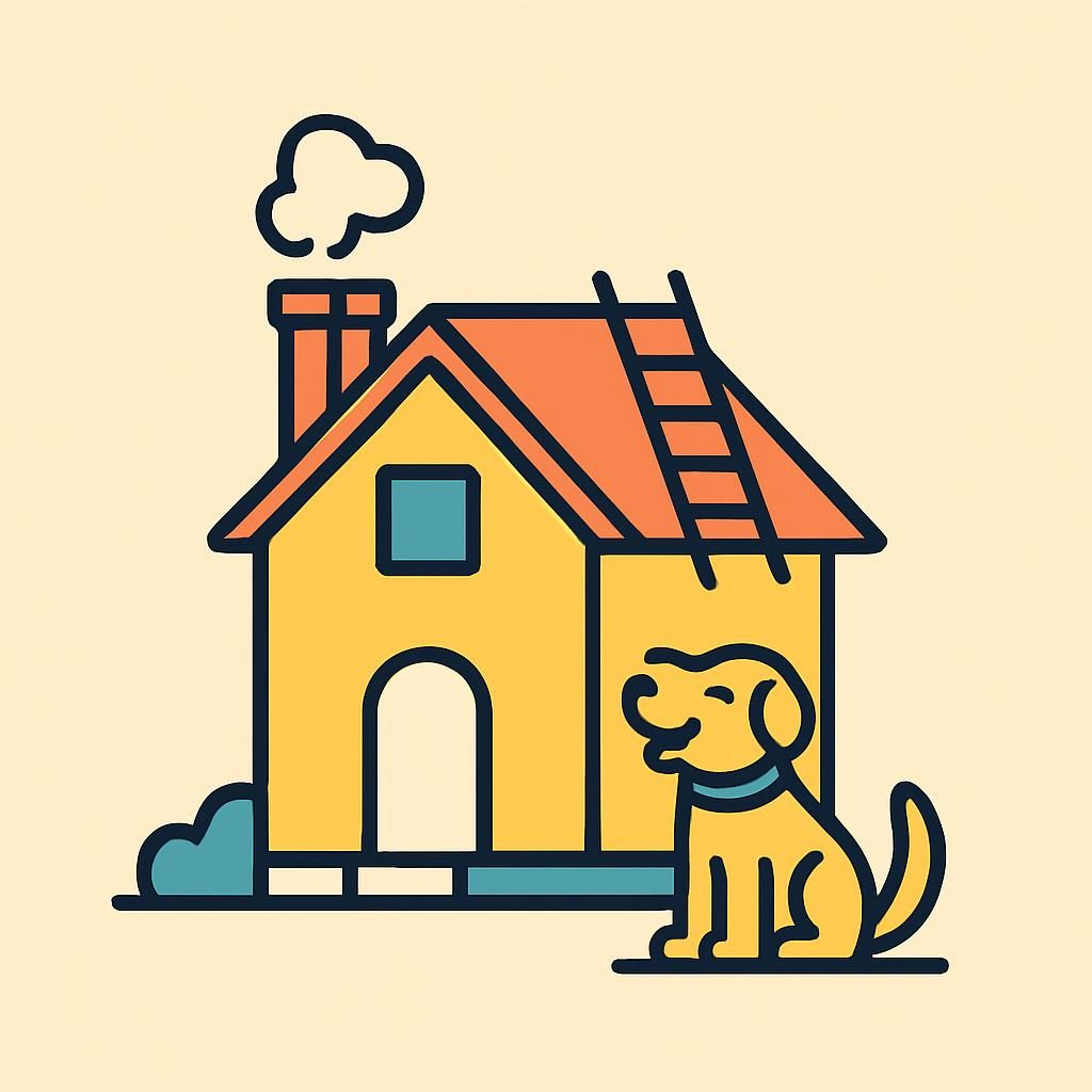 Drawing of a house with a chimney